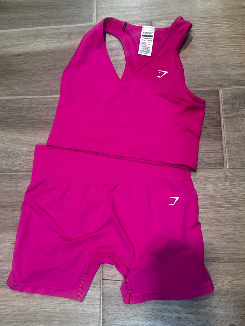 Gymshark Hot Pink Racerback Sports Bra and Matching Shorts Set
